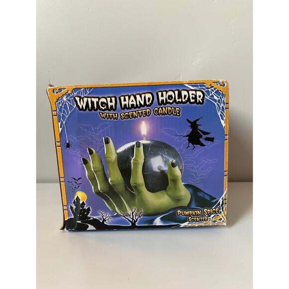 Vintage Spooky Lites Witch Hand Holder With Scented Pumpkin Spice Candle- New - Picture 3 of 7